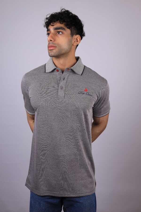 POLO T-SHIRT  HALF SLEEVES LOGO DO CONTAST EMB GREY BLACK