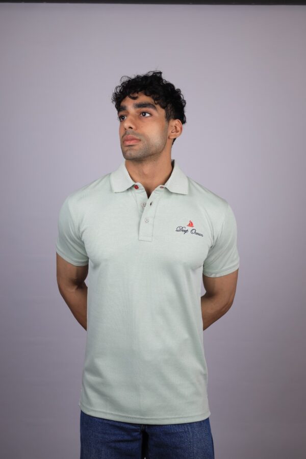 POLO T-SHIRT  HALF SLEEVES LOGO DO CONTAST EMB MINT GREEN