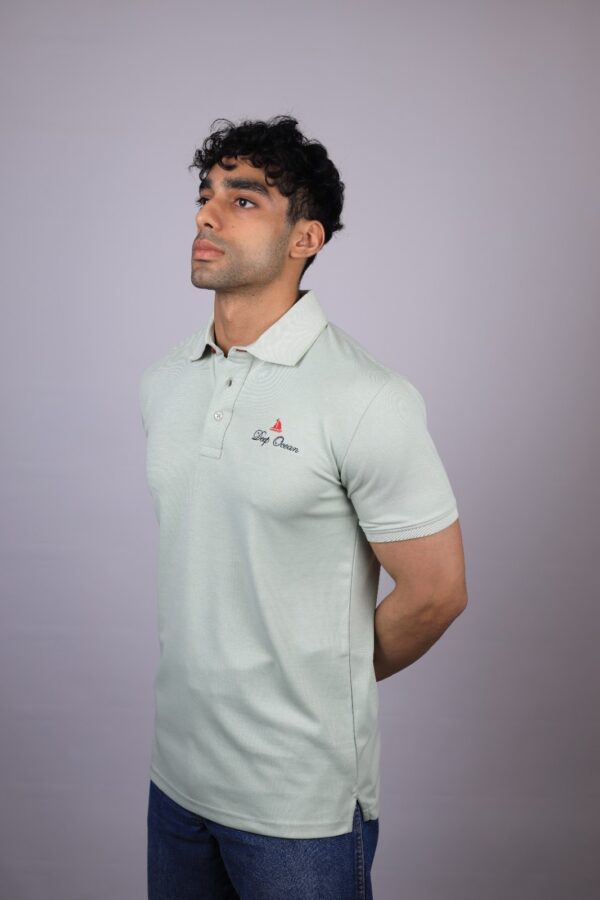 POLO T-SHIRT  HALF SLEEVES LOGO DO CONTAST EMB MINT GREEN - Image 2