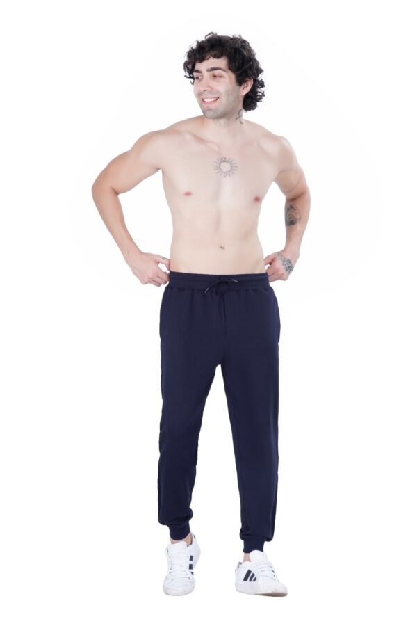 MEN'S KNIT LOOPER LYCRA JOGGER DTM EMB. TAPE NAVY BLUE