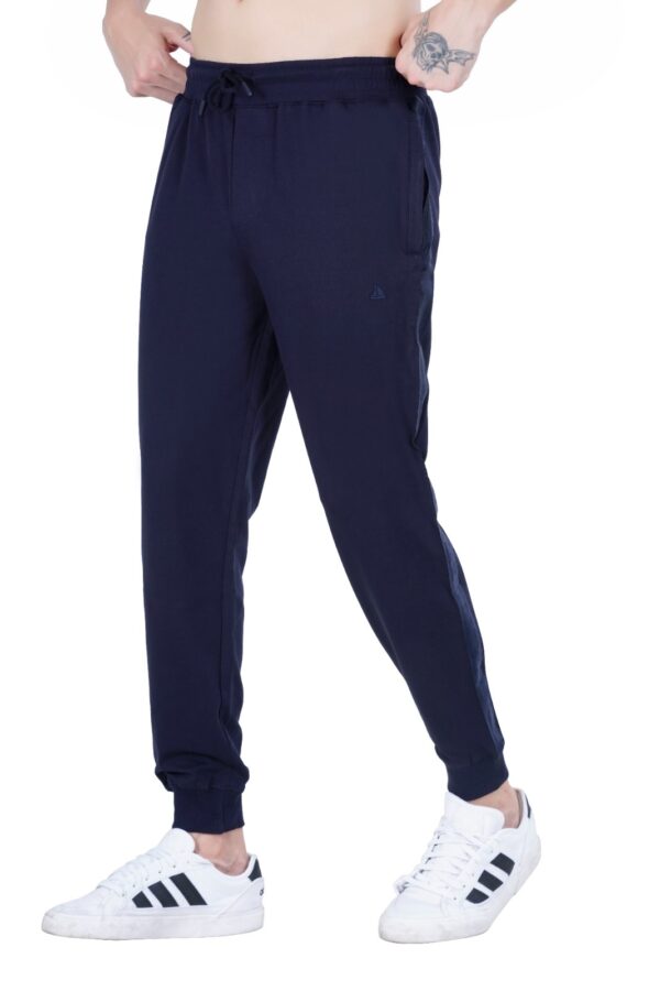 MEN'S KNIT LOOPER LYCRA JOGGER DTM EMB. TAPE NAVY BLUE - Image 3