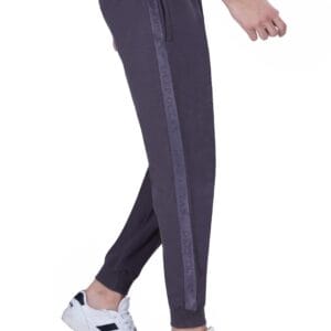 Grey Lycra Joggers with Tape Detail - Image 4