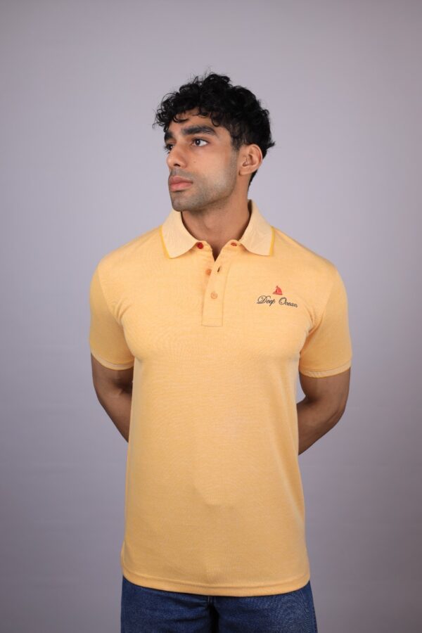 POLO T-SHIRT  HALF SLEEVES LOGO DO CONTAST EMB YELLOW