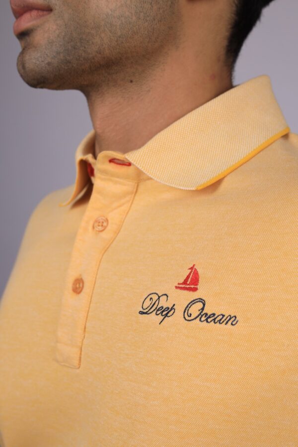 POLO T-SHIRT  HALF SLEEVES LOGO DO CONTAST EMB YELLOW - Image 2