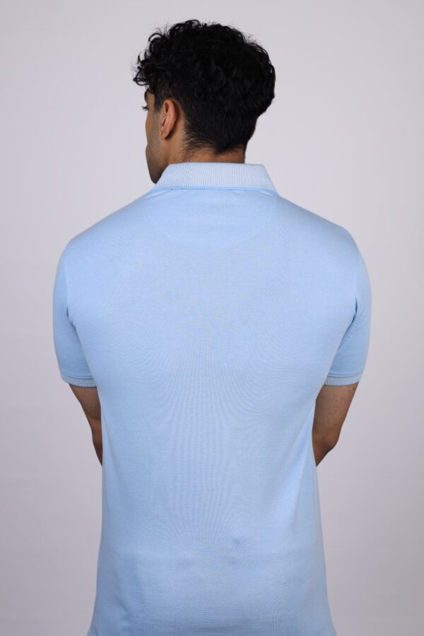 POLO T-SHIRT  HALF SLEEVES LOGO DO CONTAST EMB SKY BLUE - Image 3