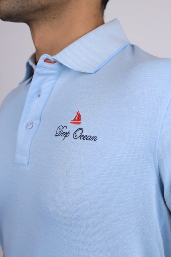 POLO T-SHIRT  HALF SLEEVES LOGO DO CONTAST EMB SKY BLUE - Image 4