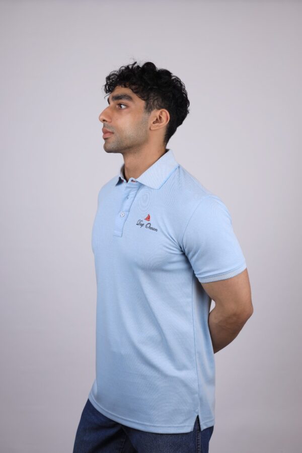 POLO T-SHIRT  HALF SLEEVES LOGO DO CONTAST EMB SKY BLUE - Image 2