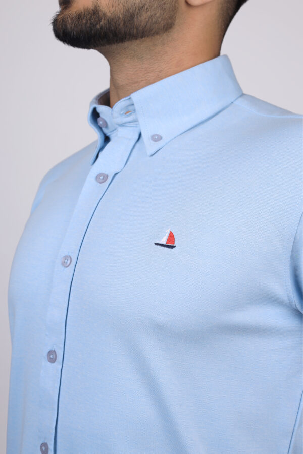 Men's Knitted Shirt Sky Blue - Image 3