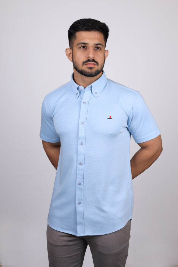 Men's Knitted Shirt Sky Blue - Image 2